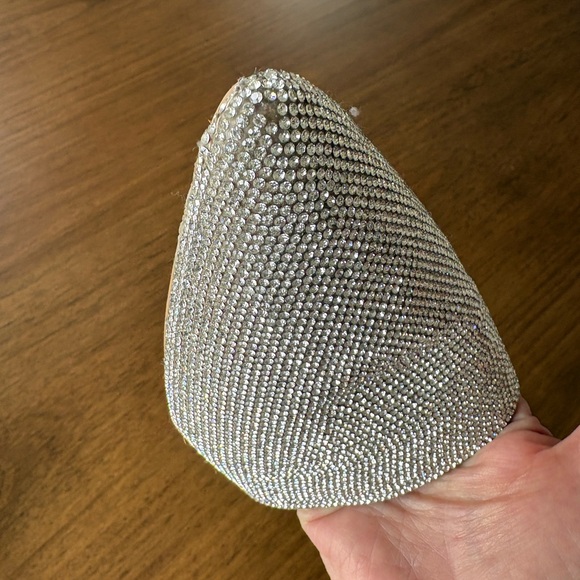 Silver Rhinestone Mules Pointed Toe Backless Flat 7.5‎ - Picture 5 of 9